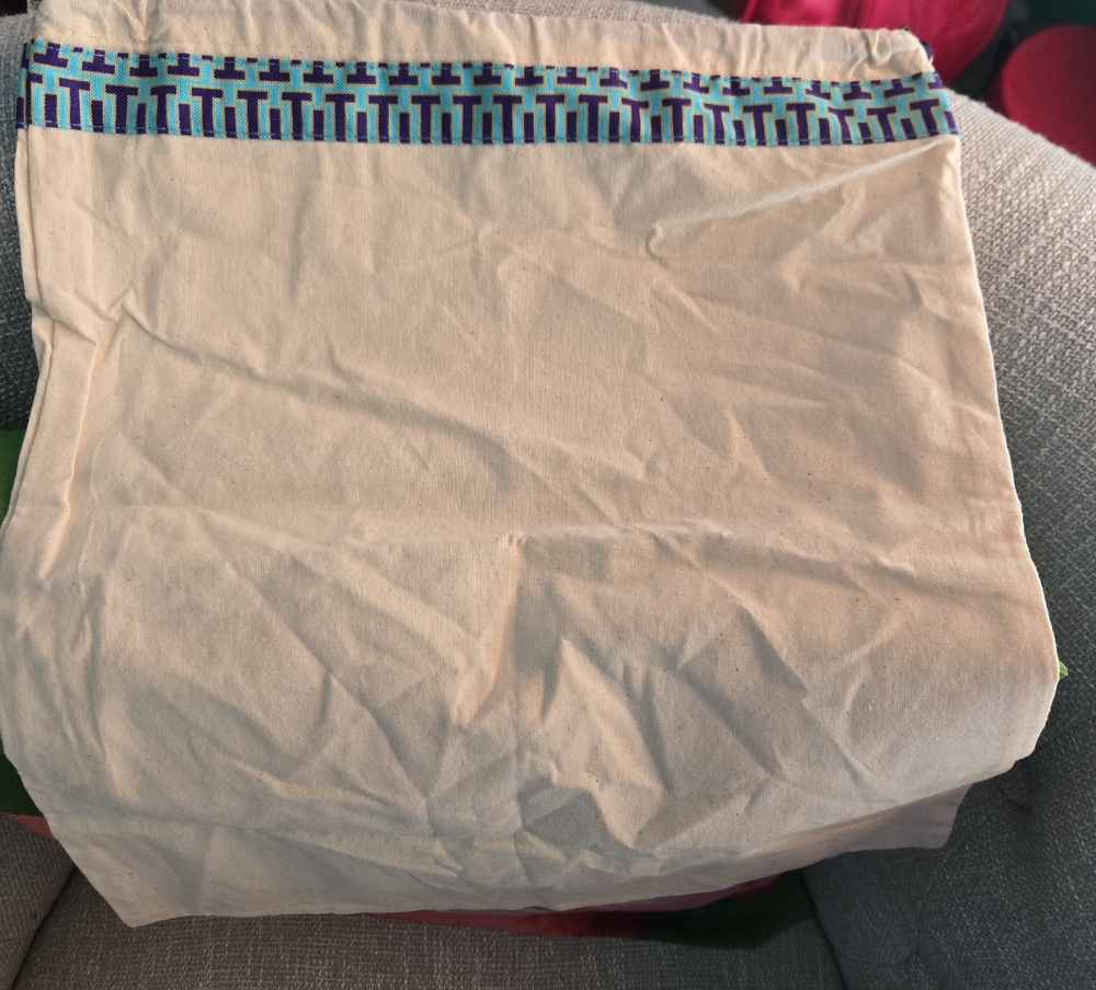 Tory Burch Cream Dust Bag with Blue and Purple Trim